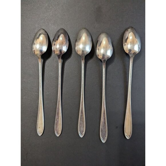 National Silver Co Princess Royal Iced tea spoons silver-plate 1930  7 inch  set - Picture 5 of 10